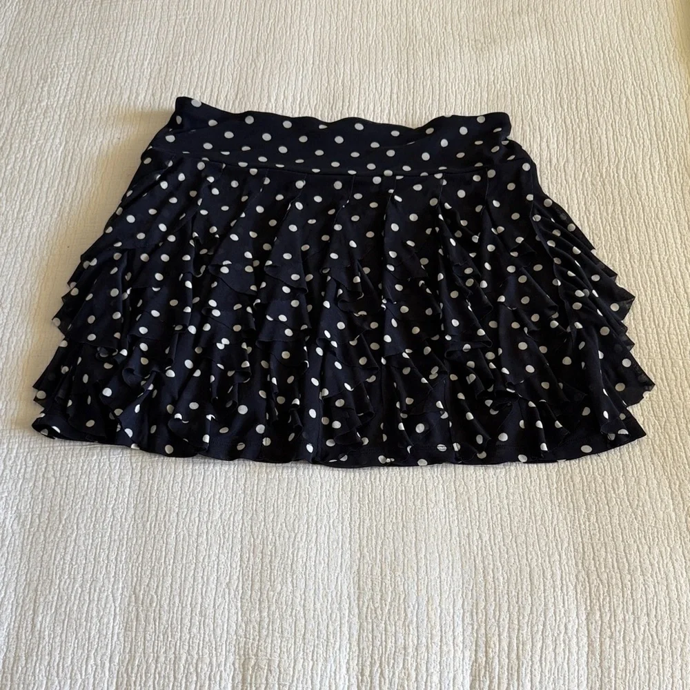 INC International Concepts Navy and White Ruffle Skirt / L